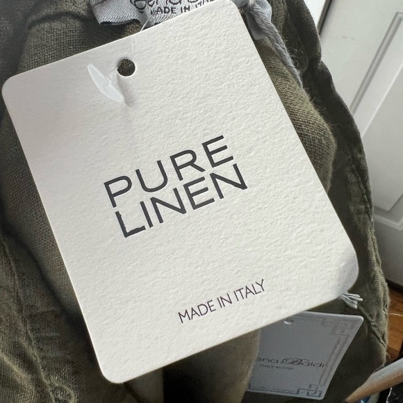 Elena Baldi green linen shirt dress roll sleeves new with tags size L - Picture 6 of 11